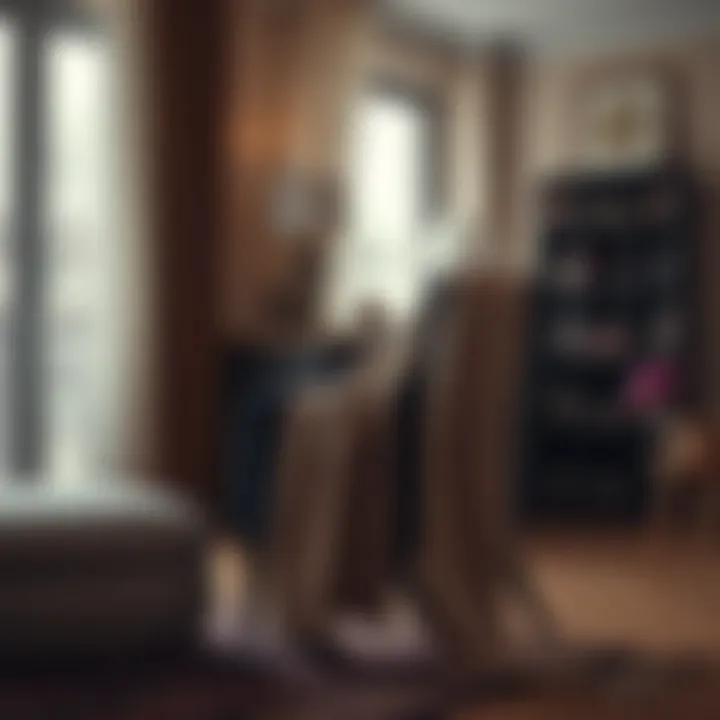 A cozy home environment featuring a long cardigan draped over a chair