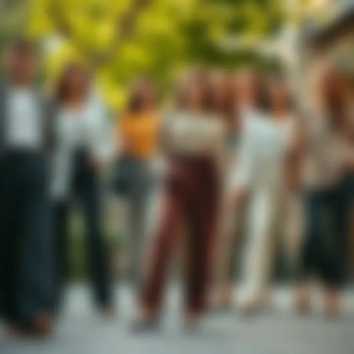 Various tunic pants styles showcasing diverse cuts and fits.