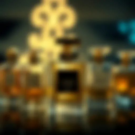 A collection of luxurious perfume bottles representing Turkish celebrities