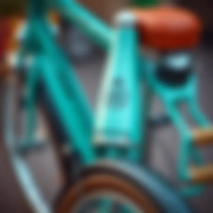 Design Details: Unveiling the Turquoise Aesthetic Close-up of a turquoise bicycle highlighting its unique design elements