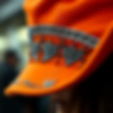 Intricate Details of Orange Hat Close-up of a stylish orange hat showcasing intricate details