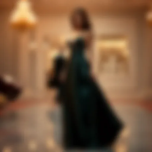 Elegant long evening skirt in a glamorous setting