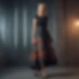 Elegant long midi dress showcasing stylish design elements