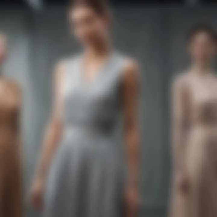 Variety of fabric options for long midi dresses