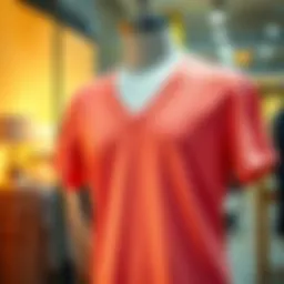 Stylish V-neck t-shirt on a mannequin showcasing fabric texture