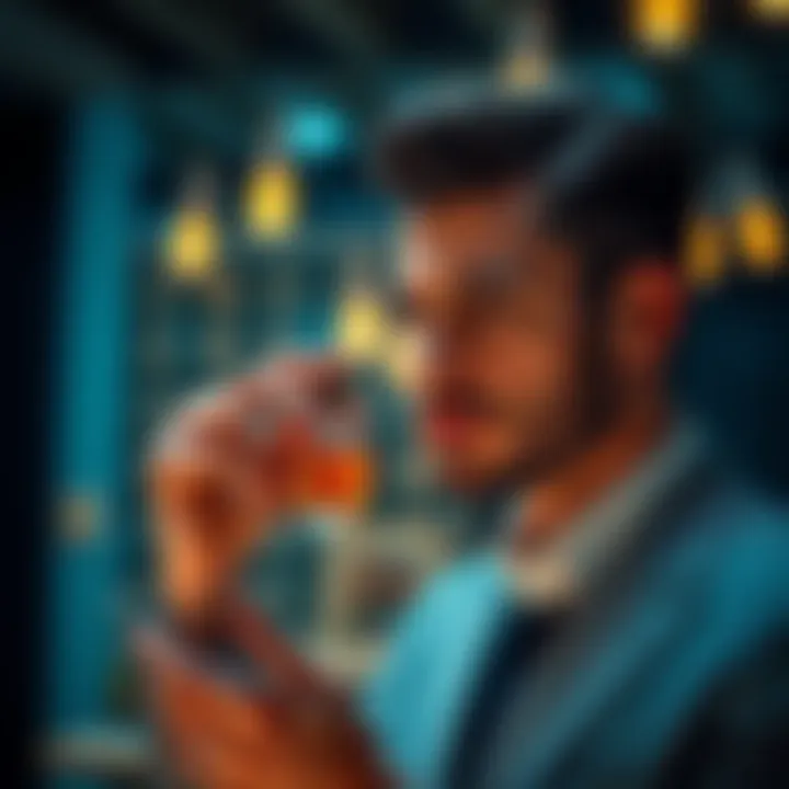 Stylish man showcasing fragrance application