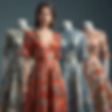 Diverse Floral Patterns in Dresses Variety of floral prints on dresses displayed
