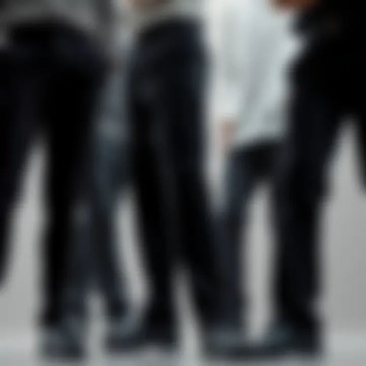 Diverse Styles of Black Trousers Variety of black fabric trousers showcasing different styles