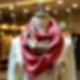 A stylish wide scarf draped elegantly around a mannequin
