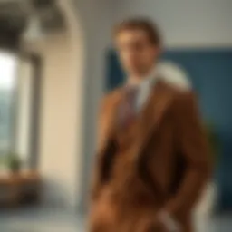 Elegant wool suit in a modern setting