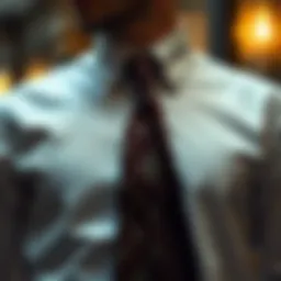 Elegant neck tie shirt showcasing intricate design details