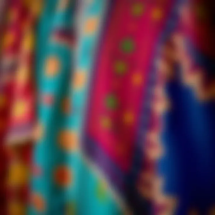 Colorful batwing tunics in various fabric textures