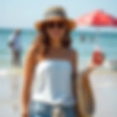 Casual beach outfit with accessories