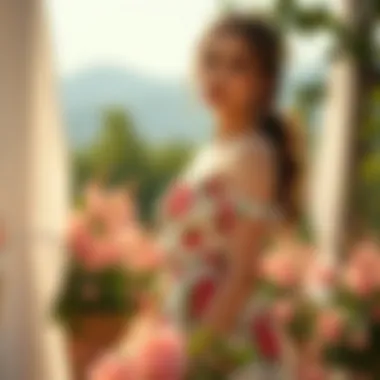 Elegant summer dress with floral patterns