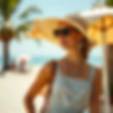 Accessories complementing a chic summer dress in a sunny environment