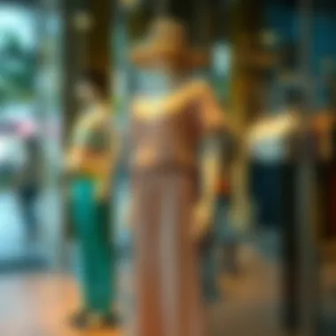 Fashionable summer outfit combinations displayed on a chic mannequin