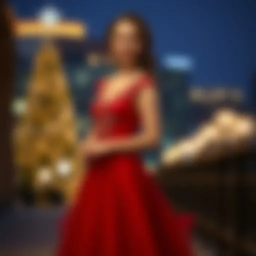 Elegant red dress styled for New Year's Eve celebration