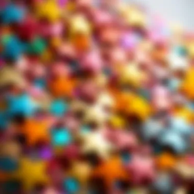 Color Palette of Star Sequins A vibrant display of various colors of star sequins arranged artistically