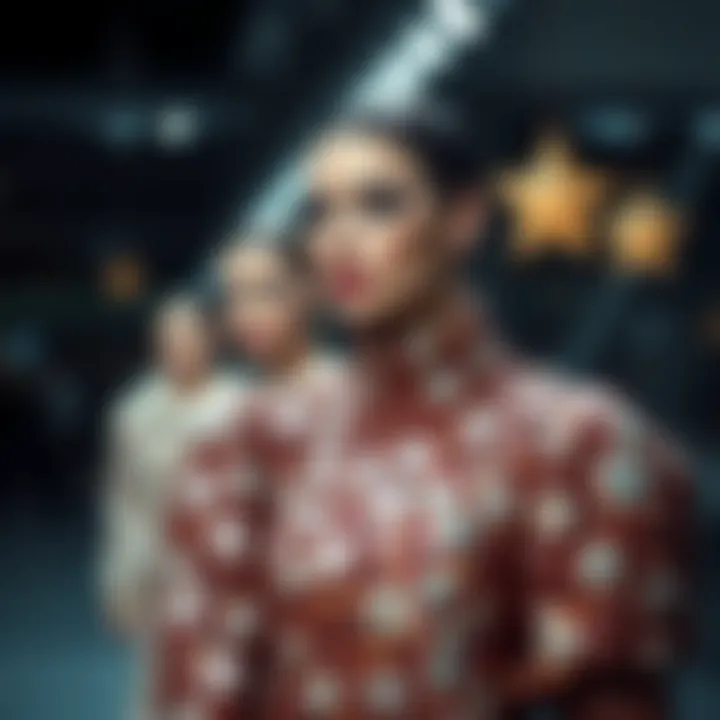 A designer sketch featuring innovative uses of star sequins in contemporary fashion