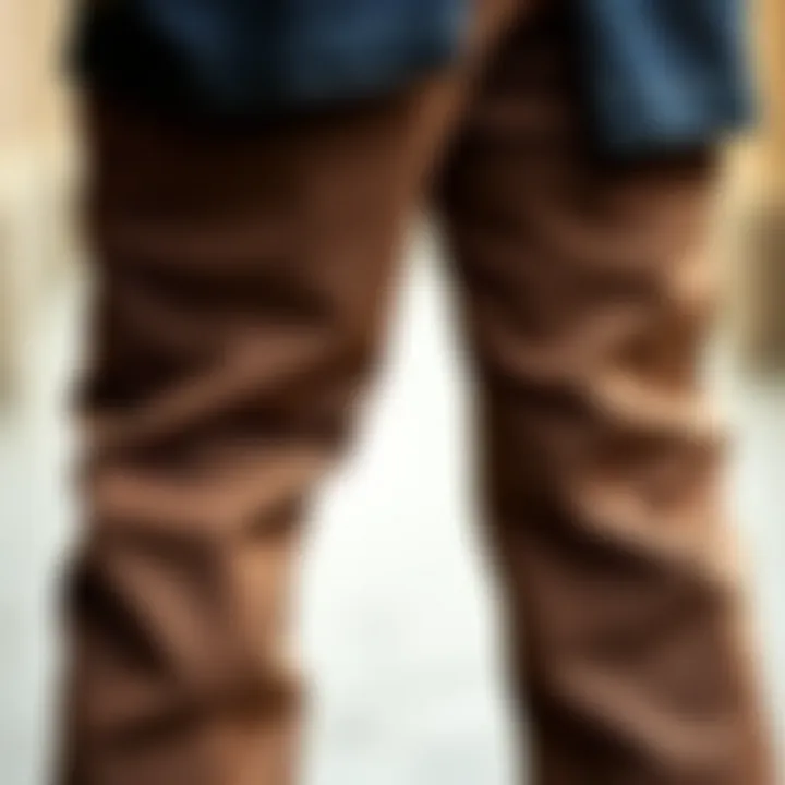 Close-up of the unique design features of split Spanish trousers
