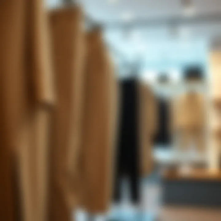 Stylish split Spanish trousers displayed in a fashion showroom