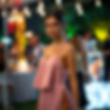 Graceful Appearance at Summer Event A model wearing a long slit dress at a summer event, exuding grace and style