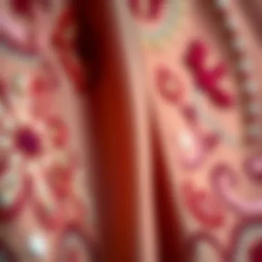 Close-up of luxurious fabric showcasing intricate embroidery